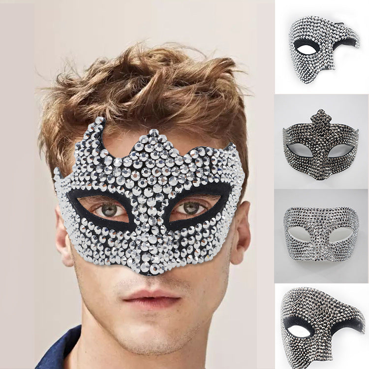 New high-grade diamond set half Face masquerade ball European and American fashion trend rhinestone Face mask