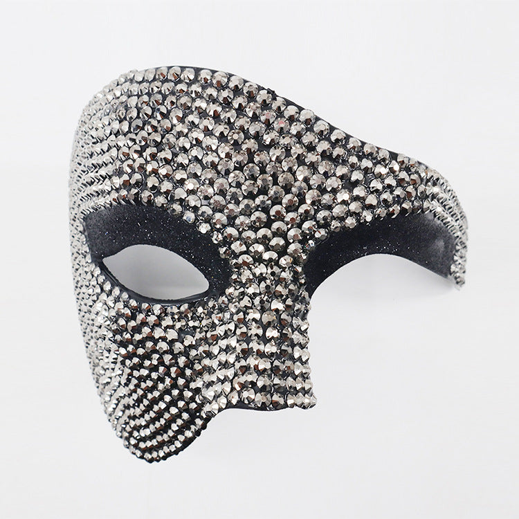 New high-grade diamond set half Face masquerade ball European and American fashion trend rhinestone Face mask