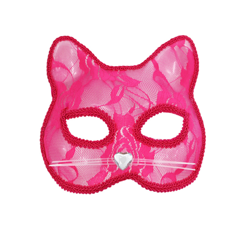 1PC Lace Cat Face Half Mask with Zircon