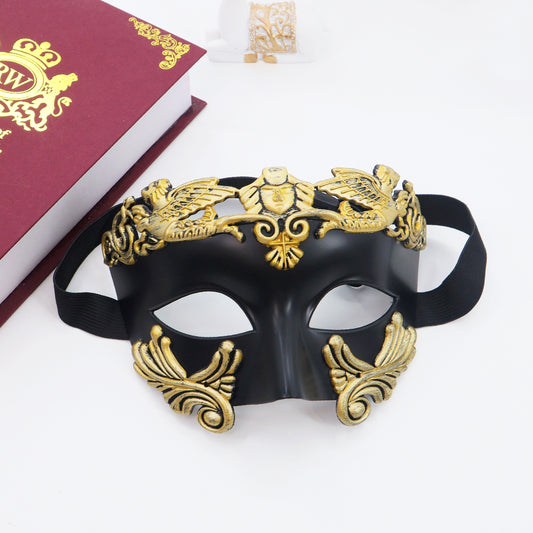 1pc Black Gold Vintage Roman Mask Masquerade Mask Ball Mask Dancing Party Mask Prom Mask Greek Mask Venetian Half Face Mask Mardi Gras Halloween Party