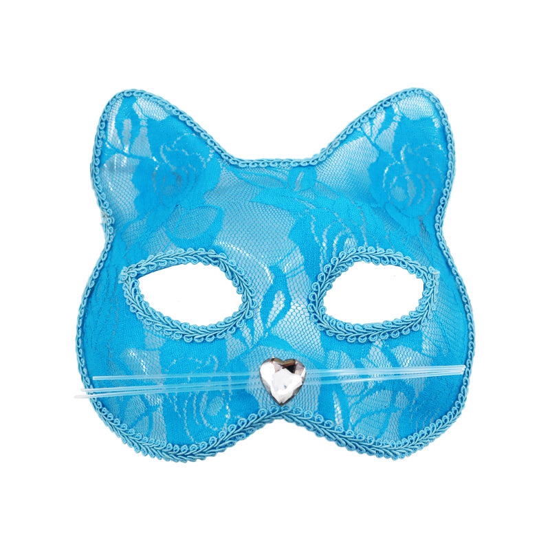 1PC Lace Cat Face Half Mask with Zircon