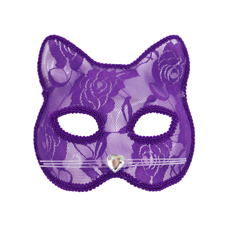 1PC Lace Cat Face Half Mask with Zircon