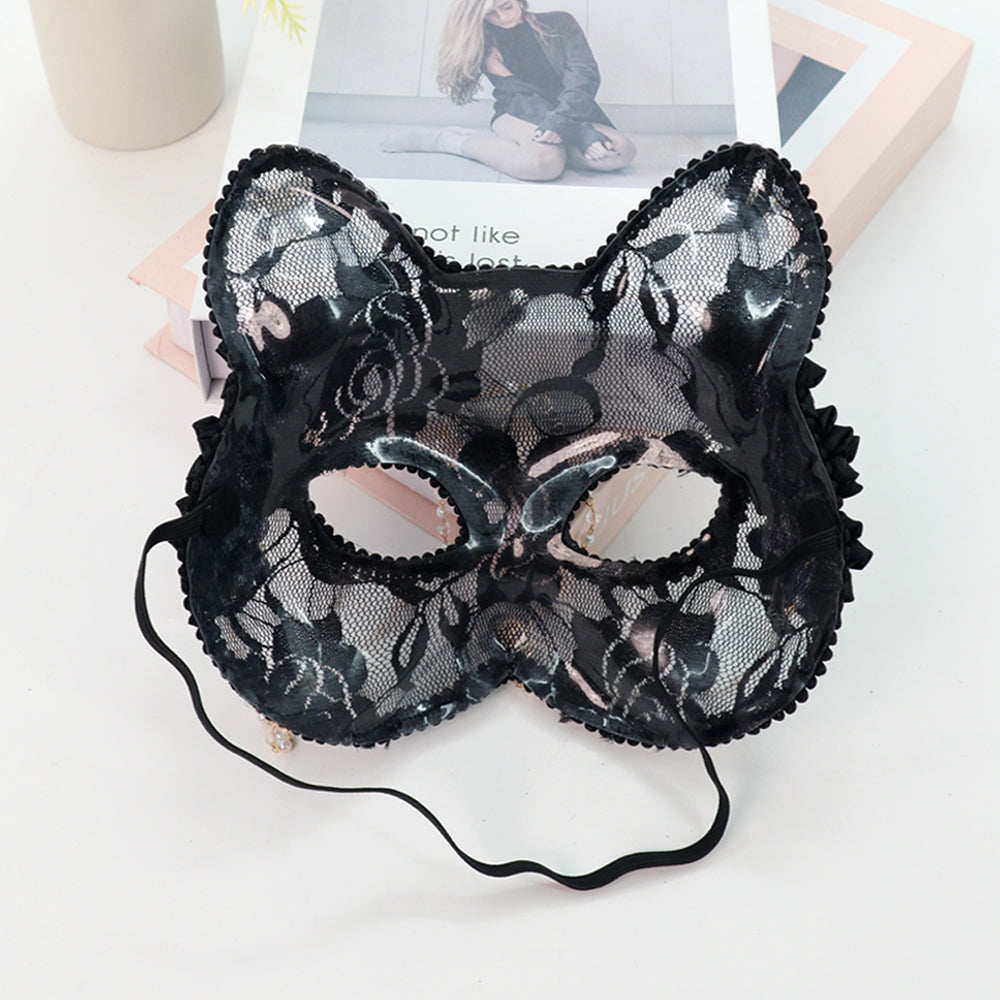 1PC Opulent Cat Face Half Mask with Pearl and Zircon Animal Mask Flower Mask Masquerade Mask Ball Mask Dancing Party Mask Prom Mask