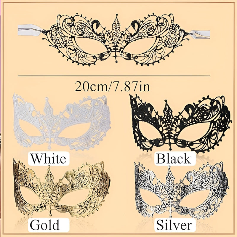 Masquerade Mask 4-piece Set Mysterious Lace Black Gold Silver Masquerade Masks Women Men Couple Prom Costume