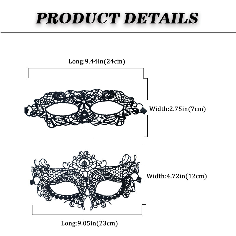 2PCS Black Lace Masquerade Mask Dance Mask Party Mask Costume Party Mask Band Mask Prom Mask