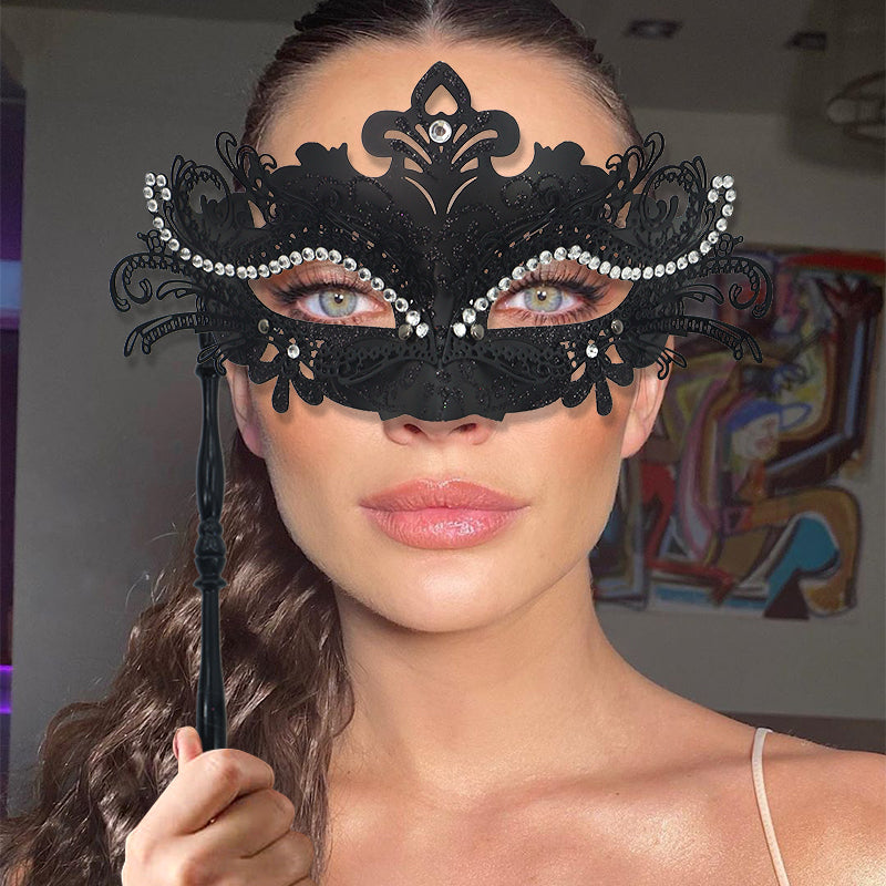 1PC Single Color Masquerade Mask with Stick Ball Mask Dancing Party Mask Prom Mask Greek Mask Venetian Half Face Mask Mardi Gras Halloween Party