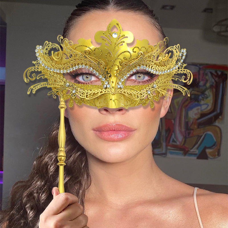 1PC Single Color Masquerade Mask with Stick Ball Mask Dancing Party Mask Prom Mask Greek Mask Venetian Half Face Mask Mardi Gras Halloween Party