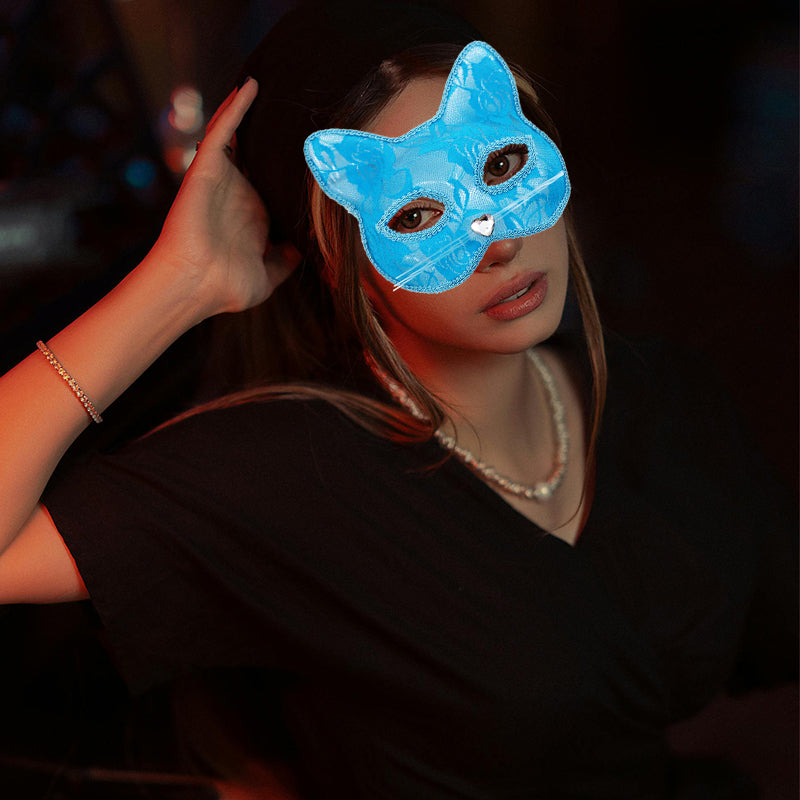 1PC Lace Cat Face Half Mask with Zircon