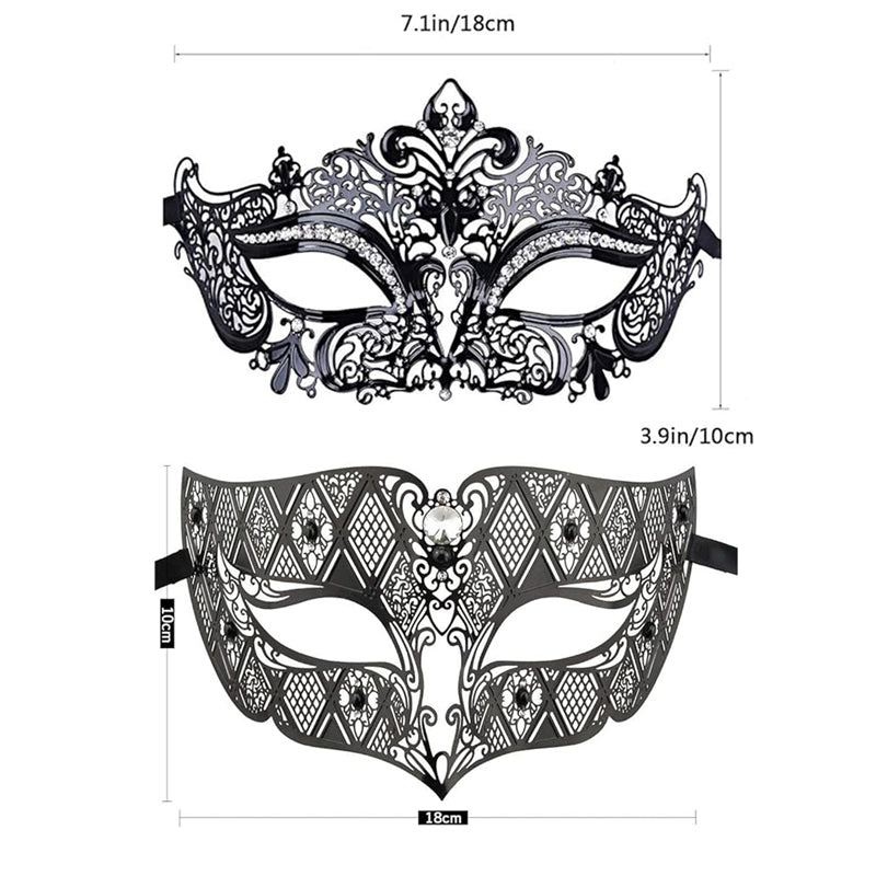 Couple Venetian laser-cut masquerade masks, Halloween Carnival party masks