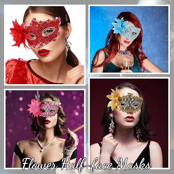 Chivao 1 Pieces Masquerade Mask Women Venetian Ball Prom Masks Half Vintage Masks for Mardi Gras Carnival Fancy Dress Party