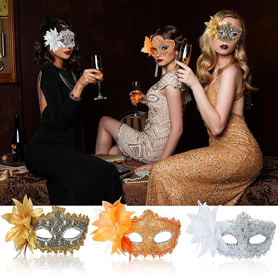 Chivao 1 Pieces Masquerade Mask Women Venetian Ball Prom Masks Half Vintage Masks for Mardi Gras Carnival Fancy Dress Party