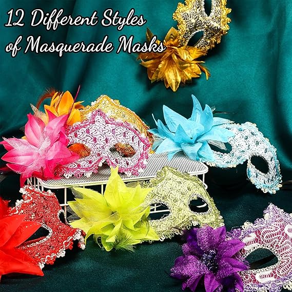 Chivao 1 Pieces Masquerade Mask Women Venetian Ball Prom Masks Half Vintage Masks for Mardi Gras Carnival Fancy Dress Party